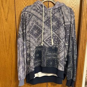 Blue Paisley Hoodie Sweater